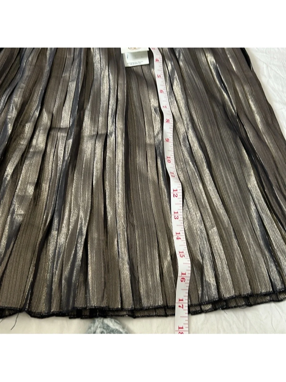NWT Tory Burch Mini Metallic Pleated Skirt - $450 Size: 8